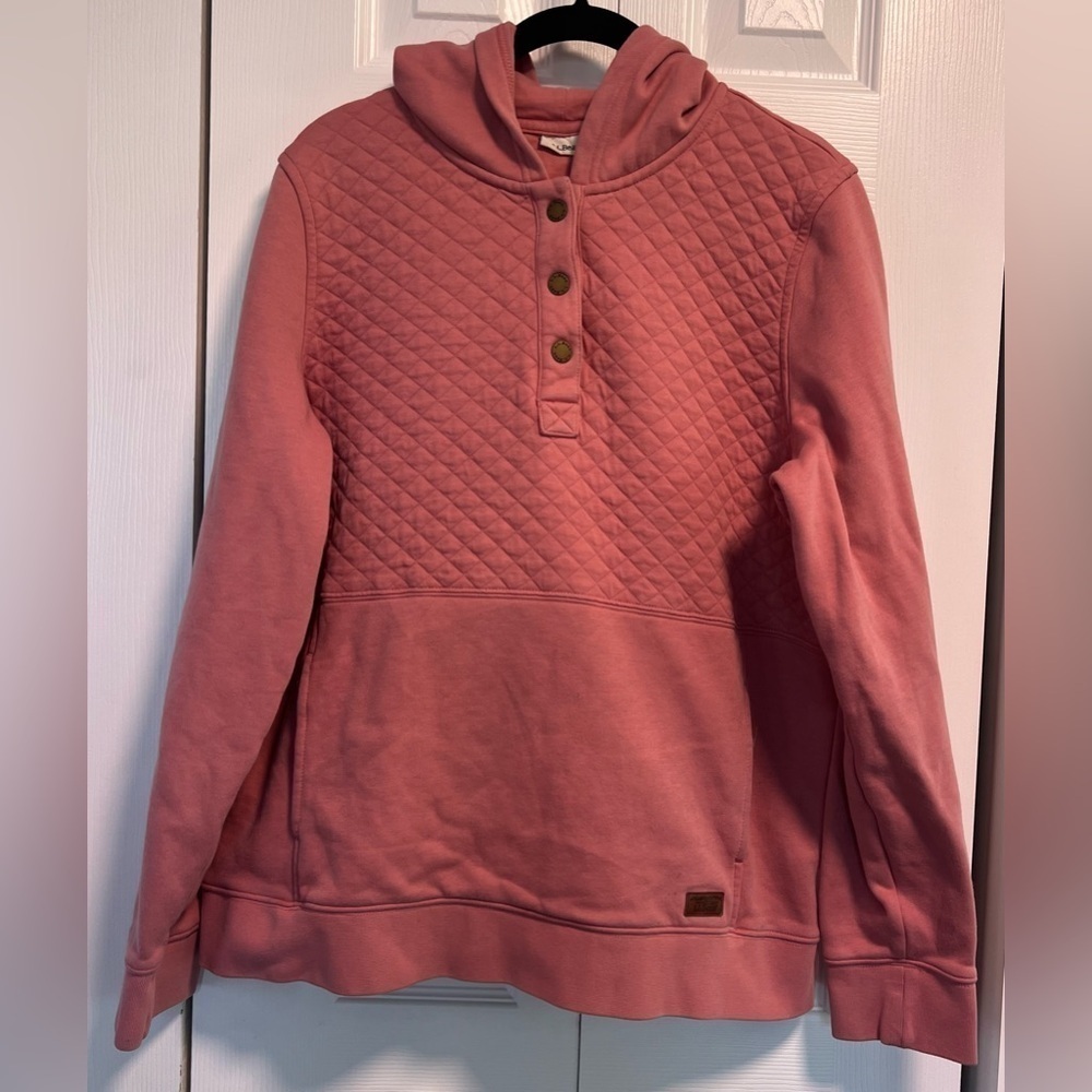 Women's L.L. Bean Quilted Semi Button Pullover With Hood